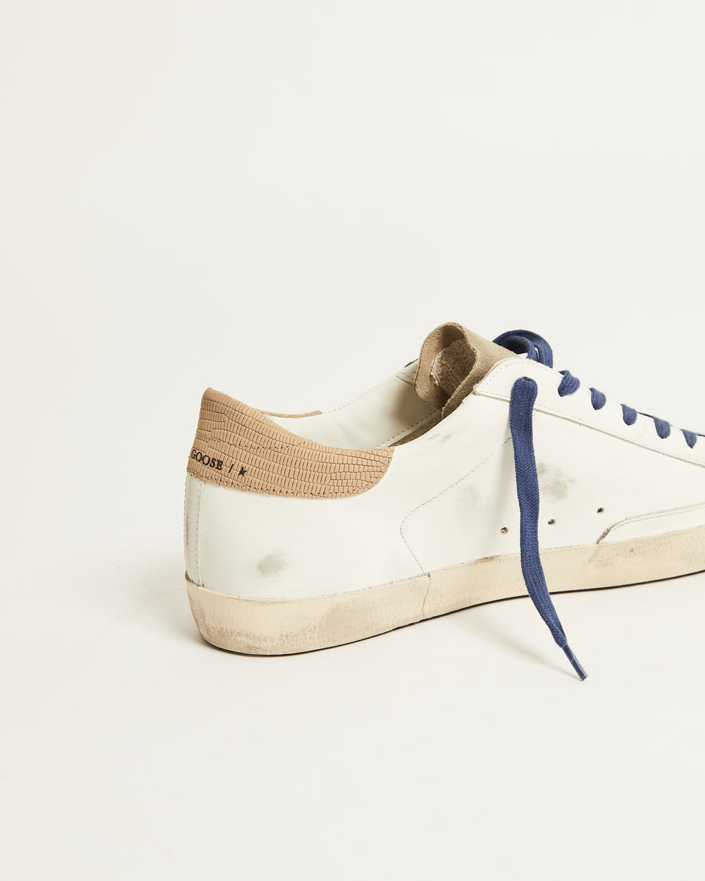 Super Star in White Leather w/ Suede Toe and Black Star