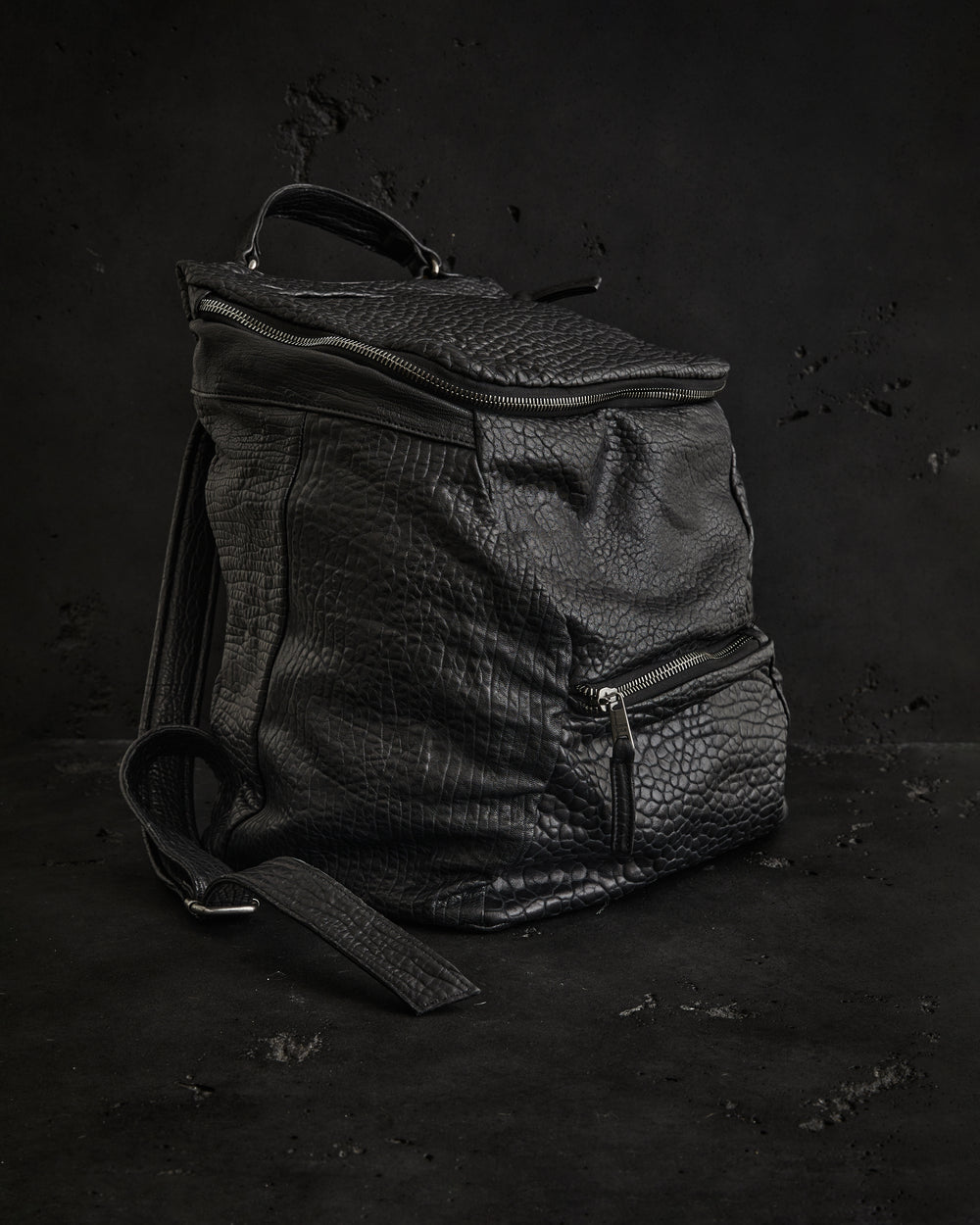 Leather Backpack w/ Cotton Lining Nero