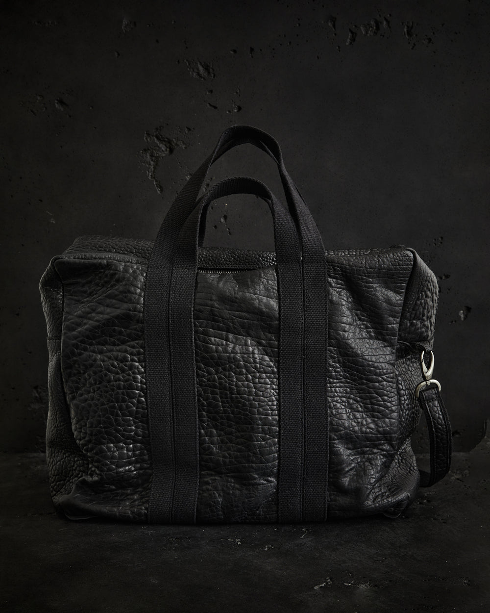 Leather Bag w/ Strap Nero