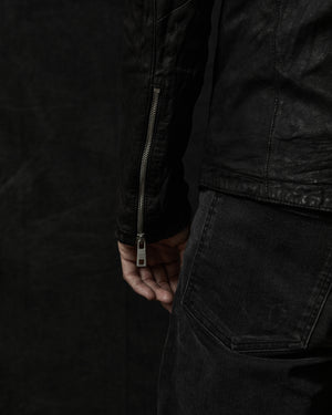 Biker Brushed Leather Jacket Nero GU23S8299VBRUSH