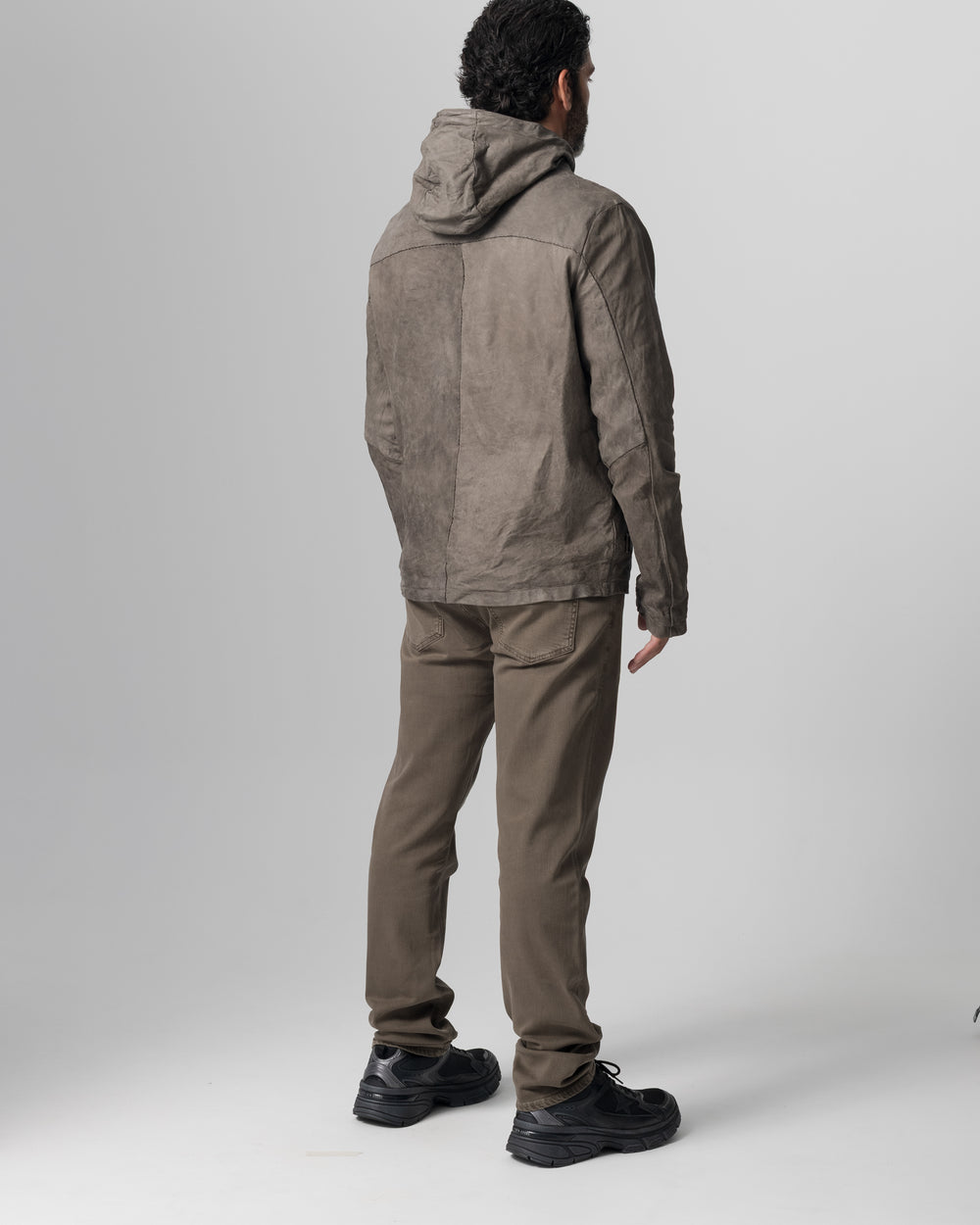 Hooded Leather Jacket Aneto GU26S10090VBRUSH