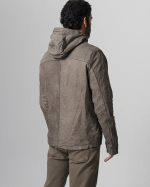 Hooded Leather Jacket Aneto GU26S10090VBRUSH