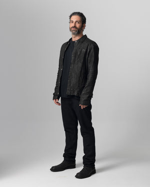 Leather Jacket Nero GU26S20098VBRUSH