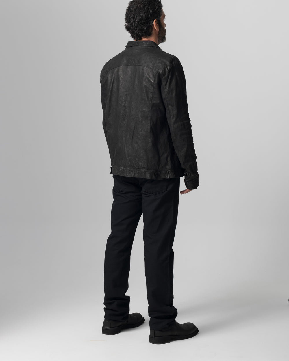 Leather Jacket Nero GU26S20098VBRUSH