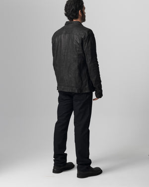 Leather Jacket Nero GU26S20098VBRUSH