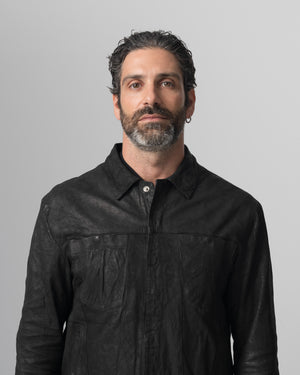 Leather Jacket Nero GU26S20098VBRUSH