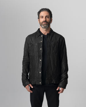 Leather Jacket Nero GU26S20098VBRUSH