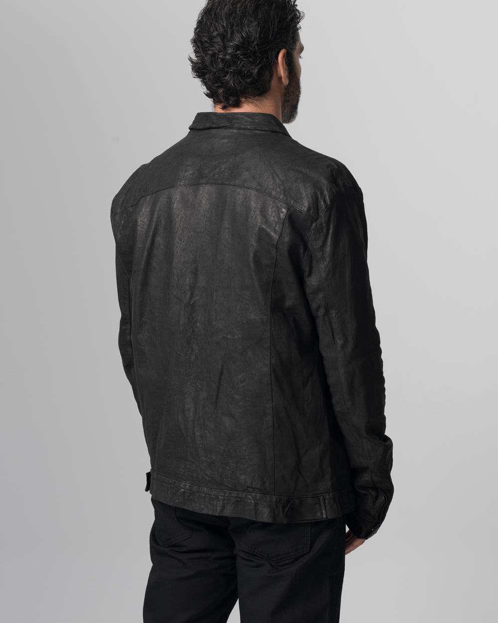 Leather Jacket Nero GU26S20098VBRUSH
