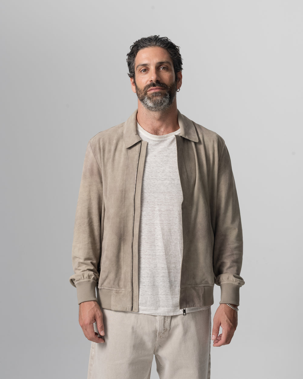 Leather Jacket Dirty Grey GU26S24098CMAK
