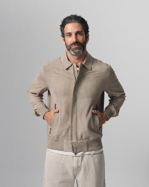 Leather Jacket Dirty Grey GU26S24098CMAK