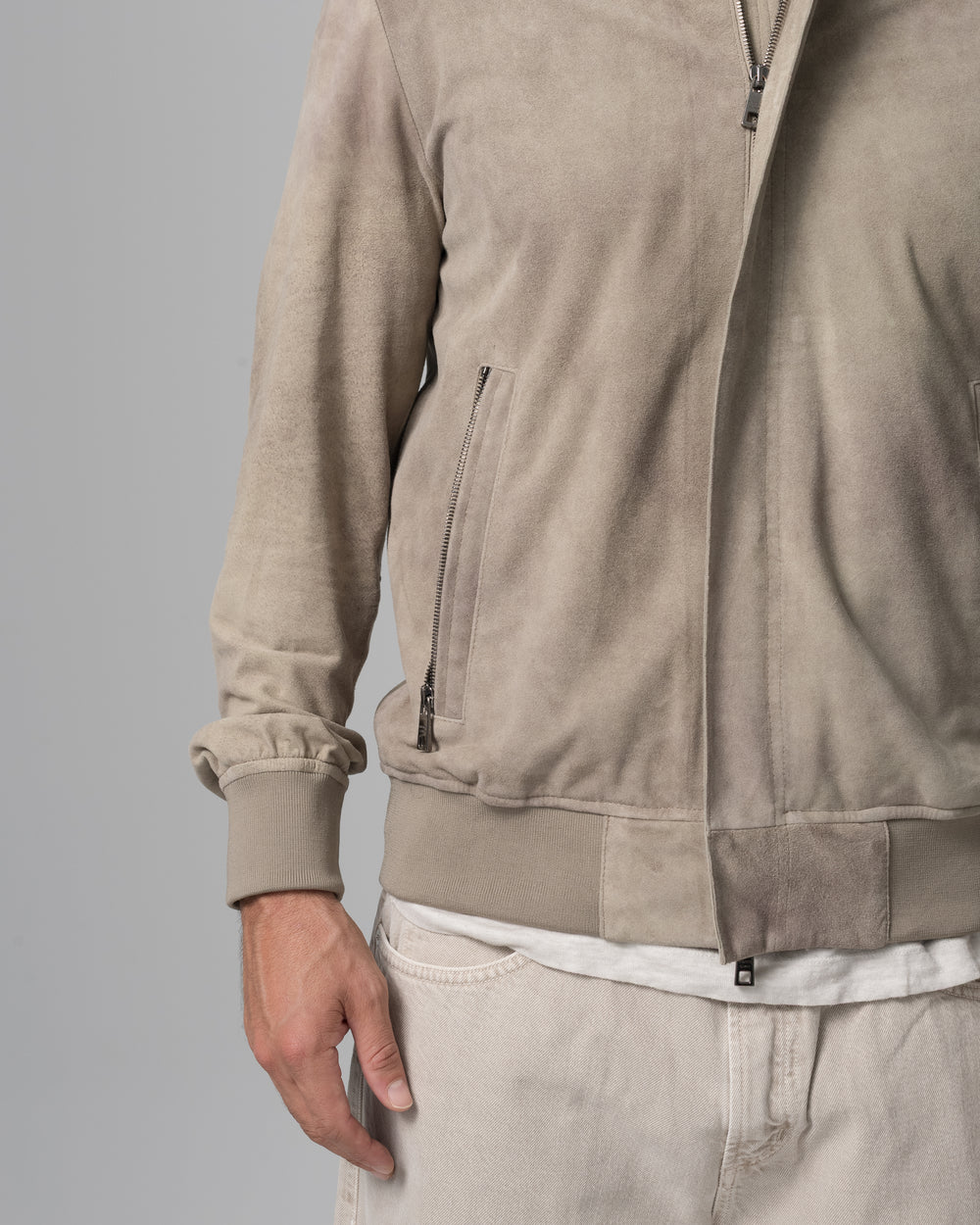 Leather Jacket Dirty Grey GU26S24098CMAK