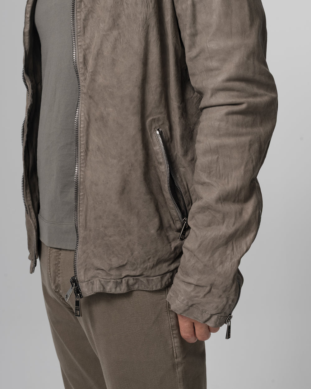 Leather Biker Jacket Aneto GU26S8299VBRUSH