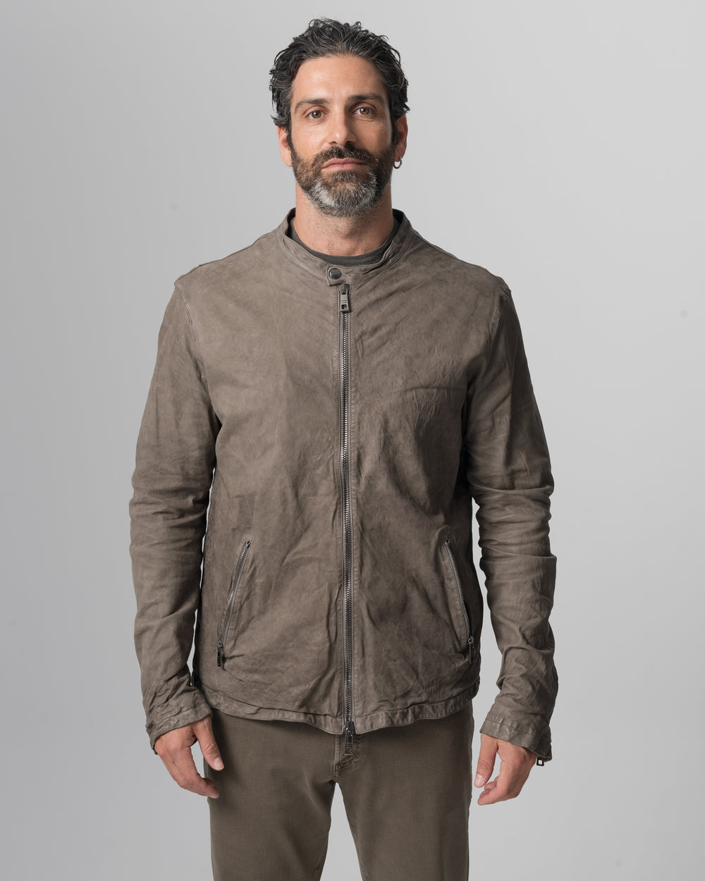 Leather Biker Jacket Aneto GU26S8299VBRUSH