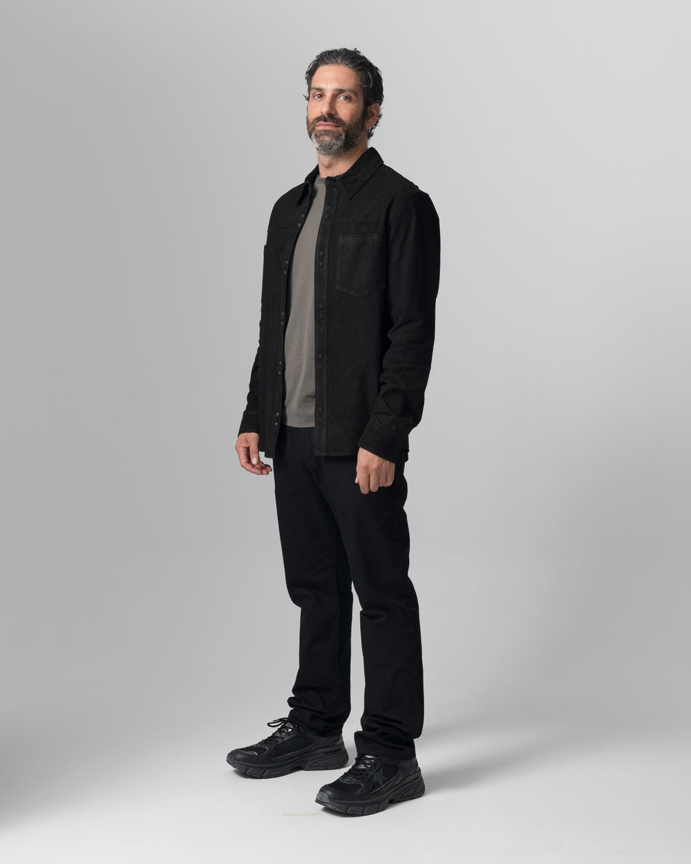 Leather Shirt Jacket Nero GU26S9812VREV