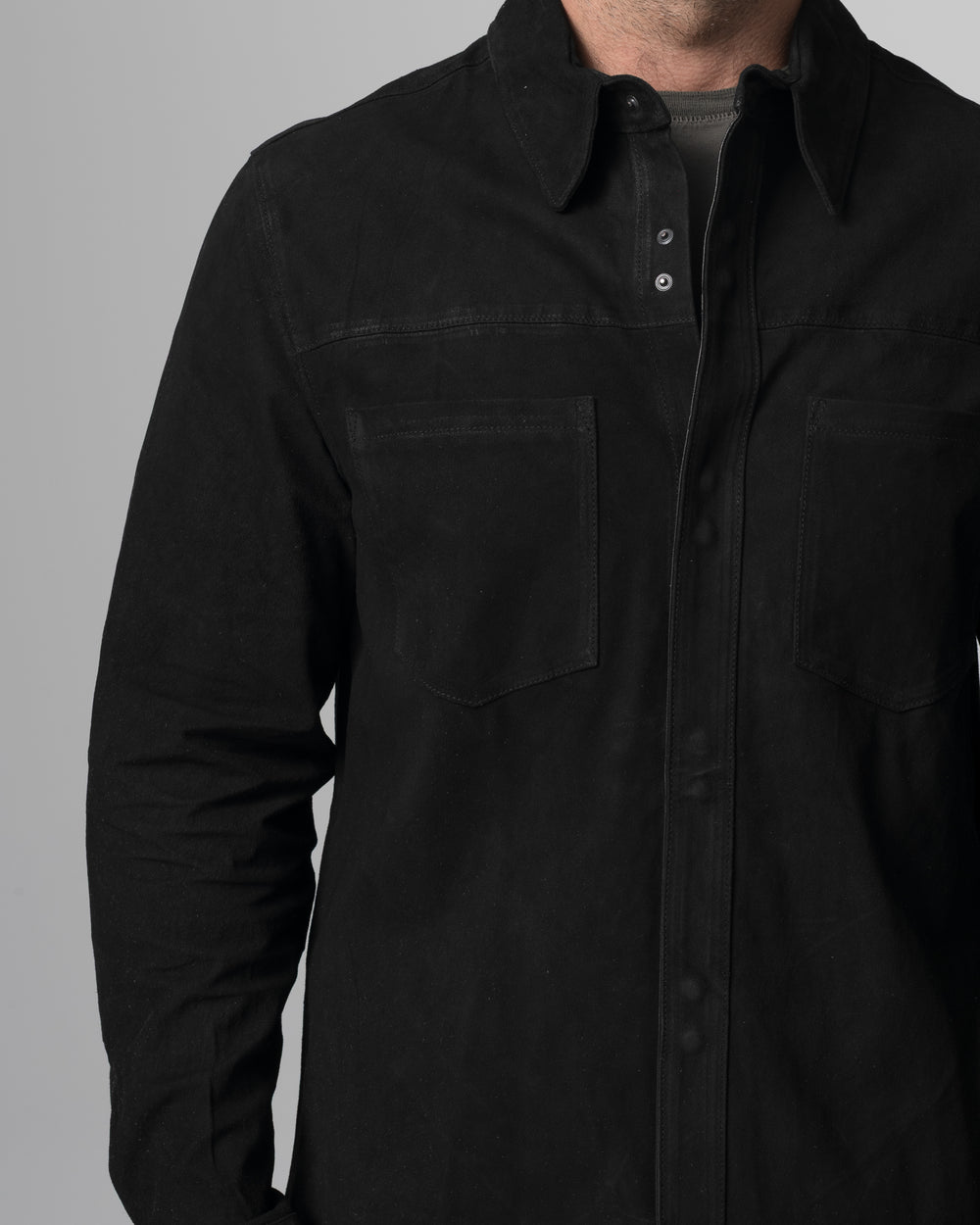 Leather Shirt Jacket Nero GU26S9812VREV