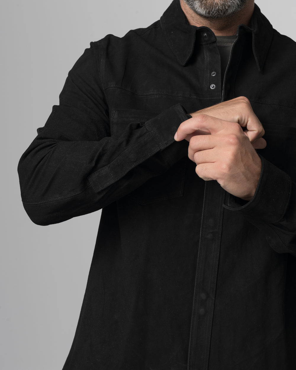 Leather Shirt Jacket Nero GU26S9812VREV