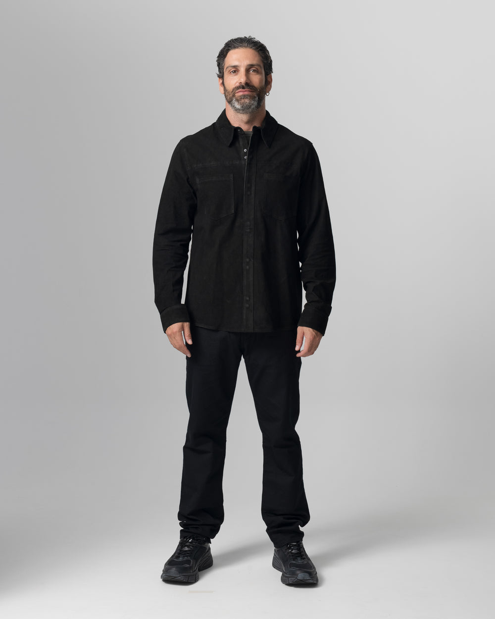 Leather Shirt Jacket Nero GU26S9812VREV