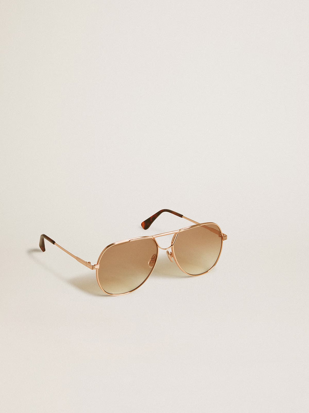 Aviator Carter Sunglasses w/ Rose-Gold Frame and Honey Lenses