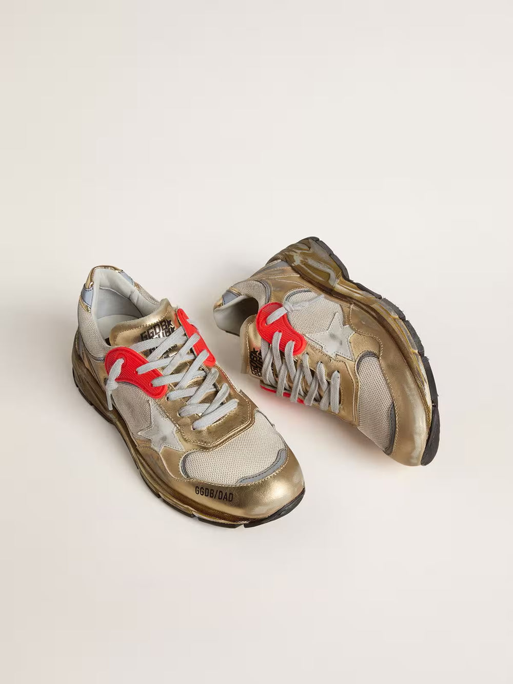 Women's Dad-Star in Mesh and Gold Foiled Leather w/ White Leather Star