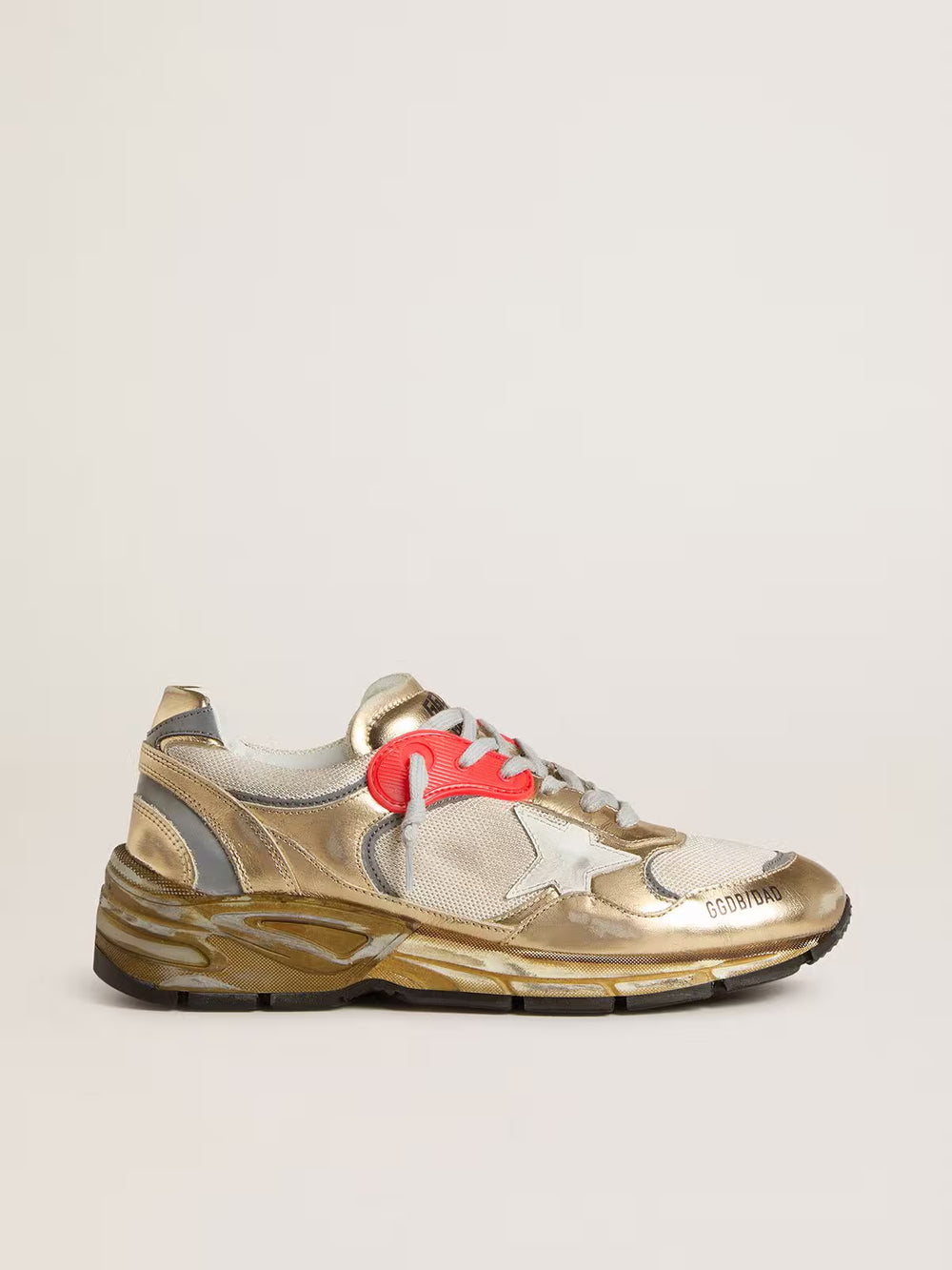 Women's Dad-Star in Mesh and Gold Foiled Leather w/ White Leather Star