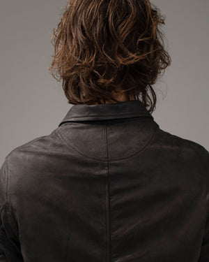 Leather Zip-up Jacket Carbone