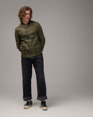 Leather Bomber Jacket Jungle