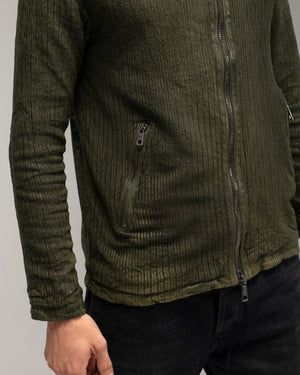 Perforated Leather Hooded Jacket Jungle