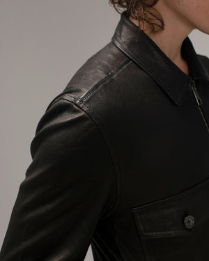 Stretch Leather Jacket Nero