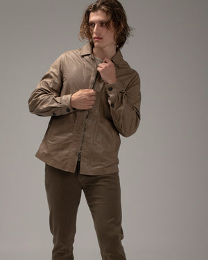 Leather Zip-up Jacket Taupe