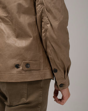 Leather Zip-up Jacket Taupe
