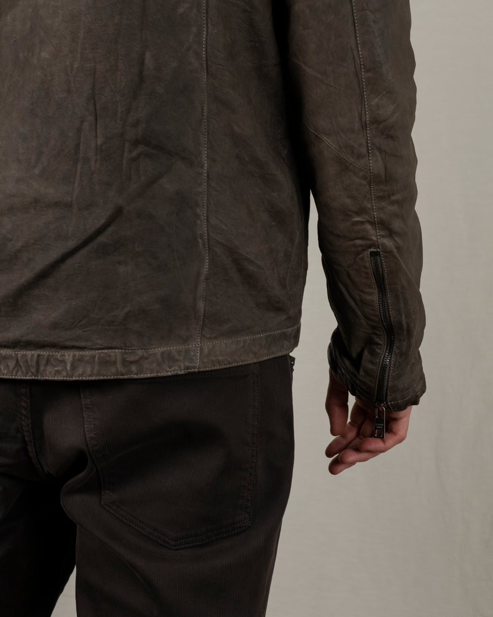 Biker Leather Jacket Aneto GU25S8299VBRUSH