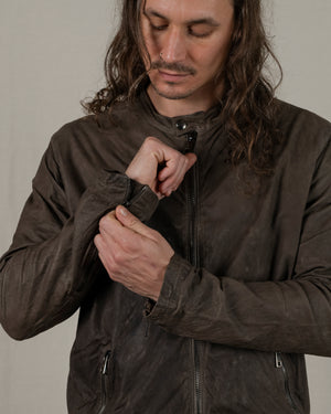 Biker Leather Jacket Aneto GU25S8299VBRUSH