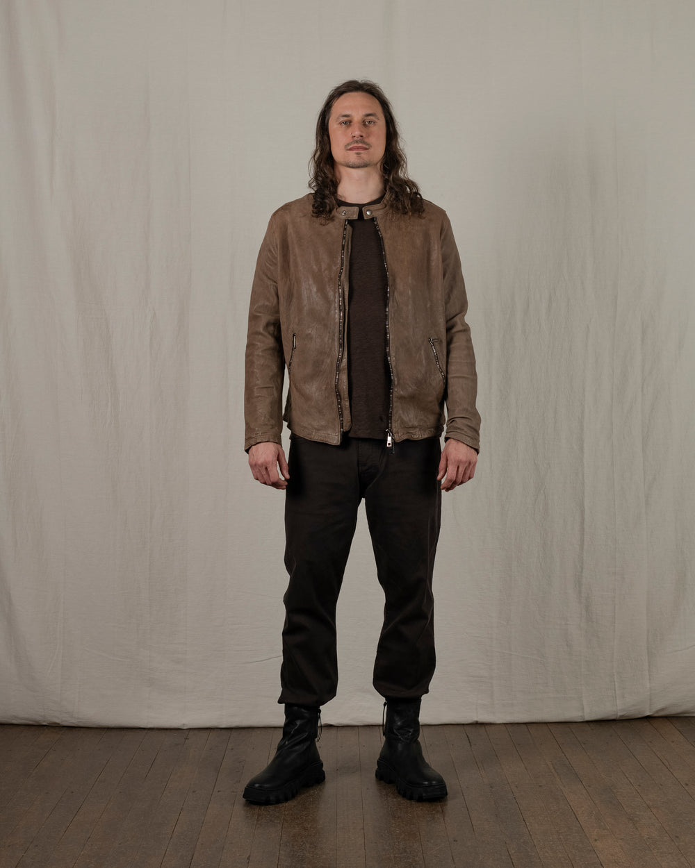 Biker Leather Jacket Box GU25F8299VBRUSH