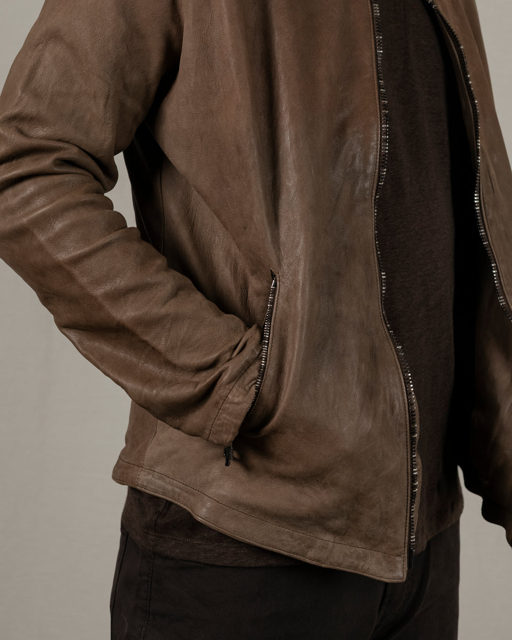 Biker Leather Jacket Box GU25F8299VBRUSH