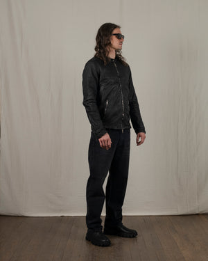 Biker Leather Jacket Nero GU25F8299VBRUSH