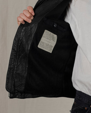 Biker Leather Jacket Nero GU25F8299VBRUSH
