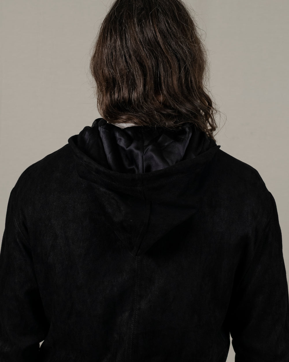 Hooded Leather Jacket Nero GU25S9023GRASS