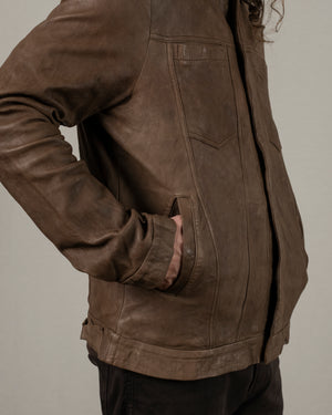 Leather Jacket w/ Press studs Box GU25F20098VBRUSH