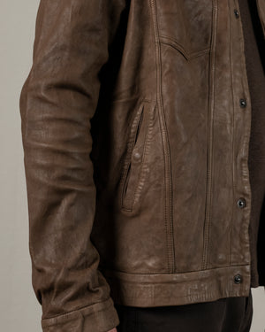 Leather Jacket w/ Press studs Box GU25F20098VBRUSH