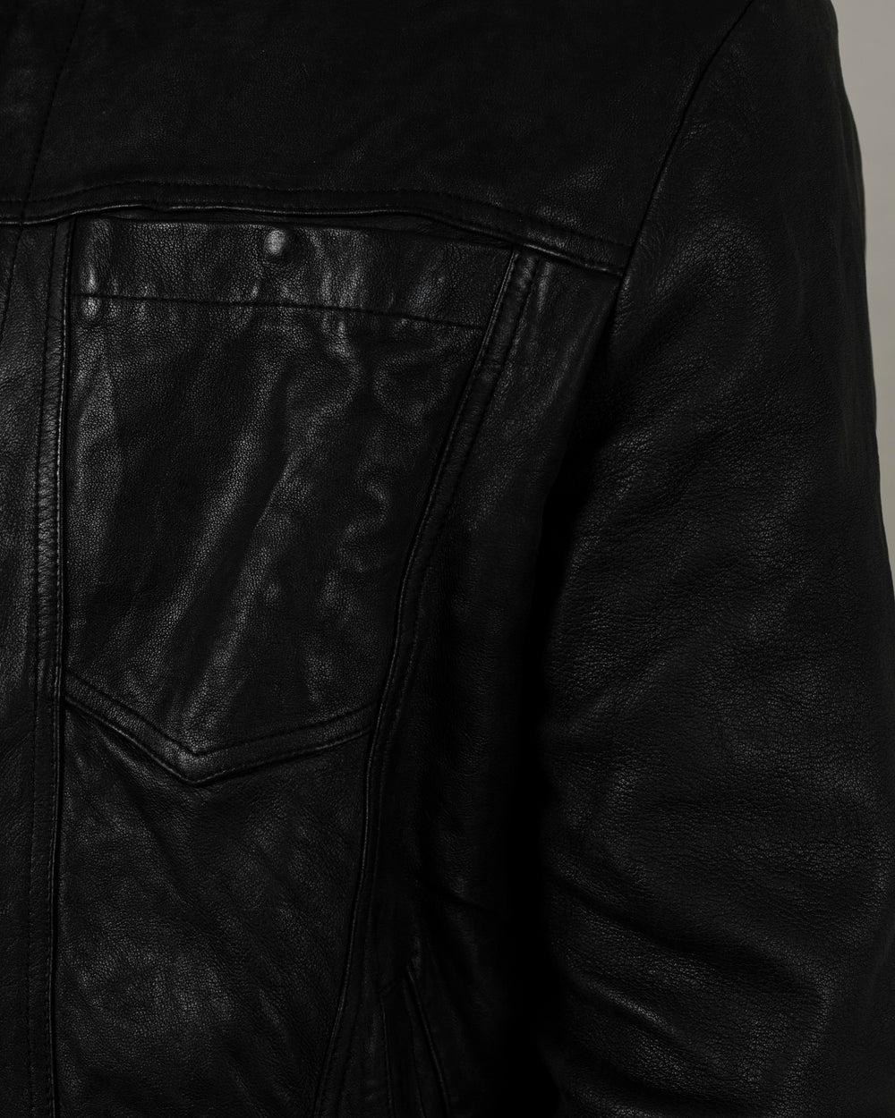 Leather Jacket w/ Press studs Nero GU25F20098VBRUSH