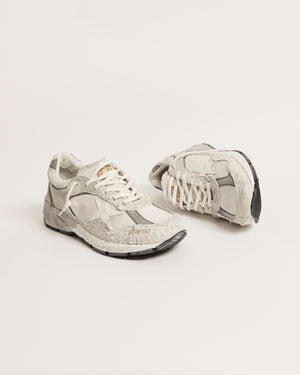 Running Dad in White and Grey Suede and White Leather Star