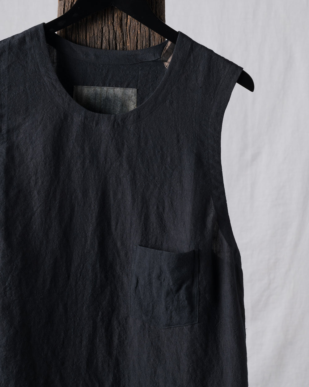Hand-Dyed Front Pocket Sleeveless Top
