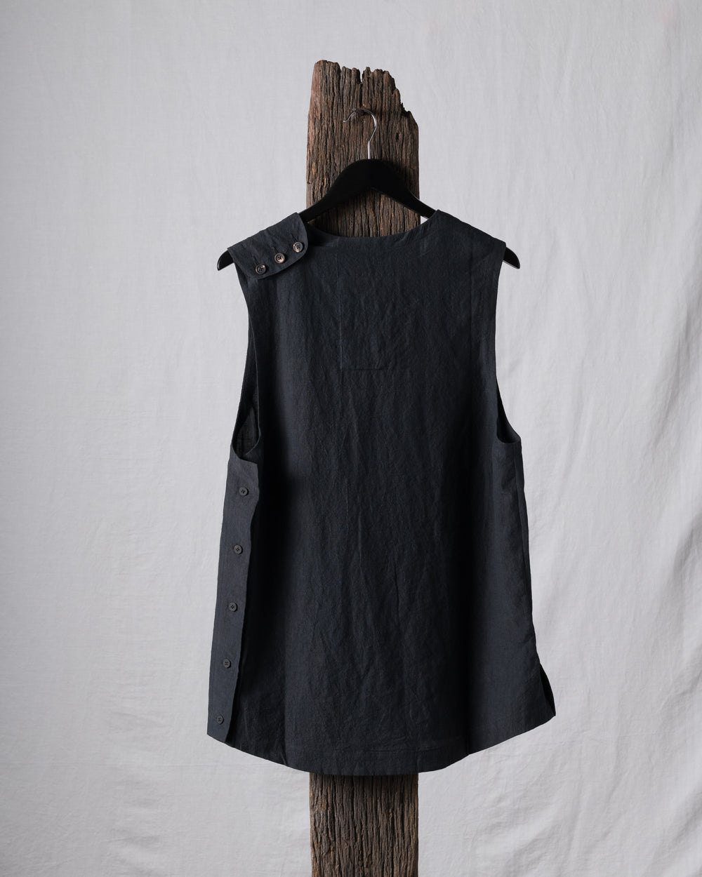 Hand-Dyed Front Pocket Sleeveless Top