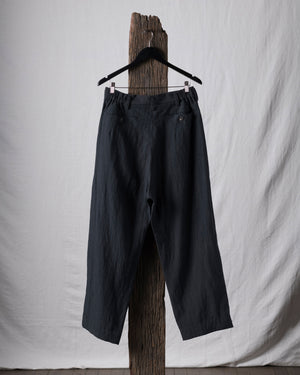 Hand-Dyed Pleated Tapered Linen Canvas Trousers