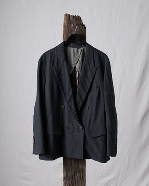 Hand-dyed Linen Canvas Double Breasted Blazer