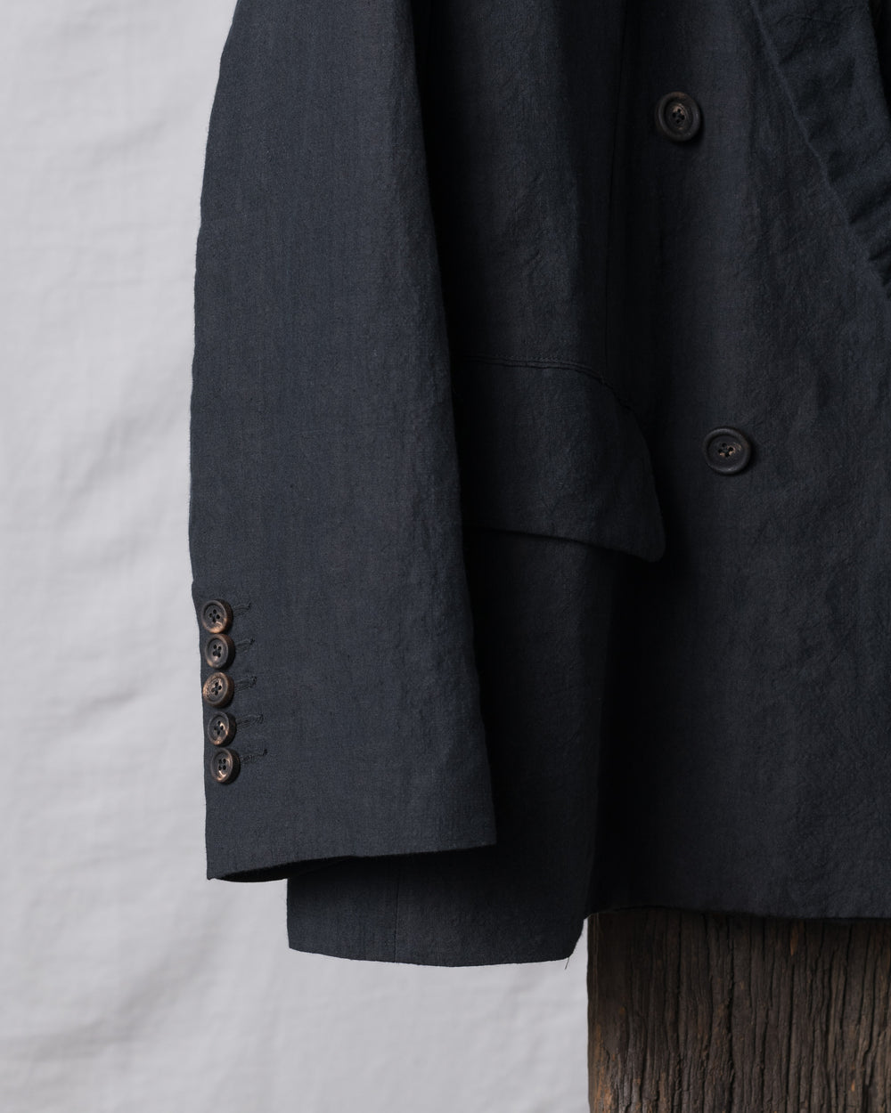 Hand-dyed Linen Canvas Double Breasted Blazer