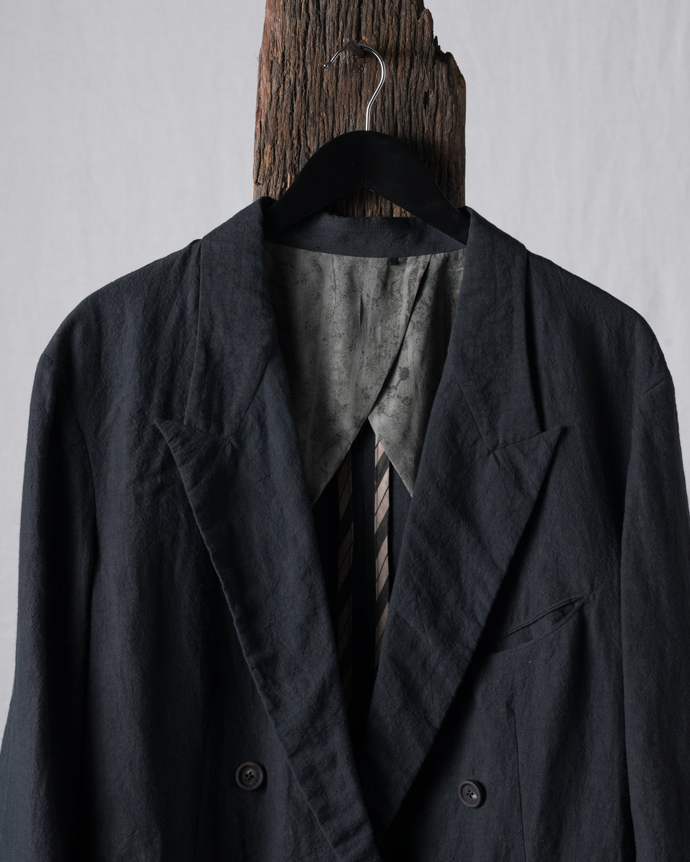 Hand-dyed Linen Canvas Double Breasted Blazer