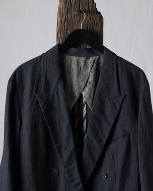 Hand-dyed Linen Canvas Double Breasted Blazer