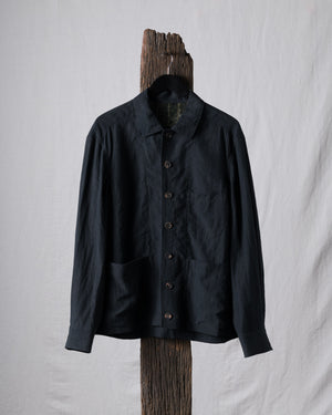 Hand-dyed Spread Collar Linen Chore Jacket
