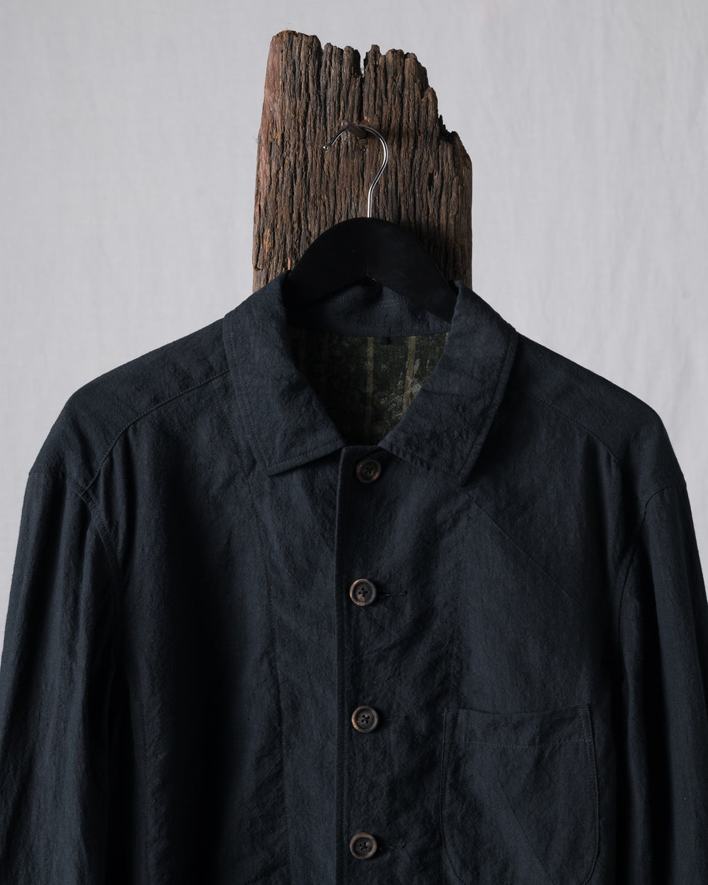 Hand-dyed Spread Collar Linen Chore Jacket